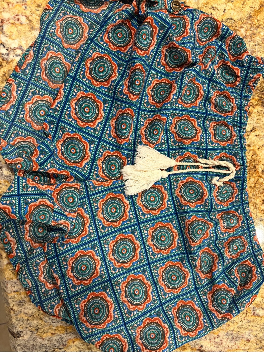 CeCe Teal and Orange Geometric Tank Top and short set